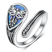 Mushroom/Tree of Life/Sunflower/Dragonfly Spoon Rings for Women 925  Silver Vintage Thumb Rings Jewelry Gifts For Women