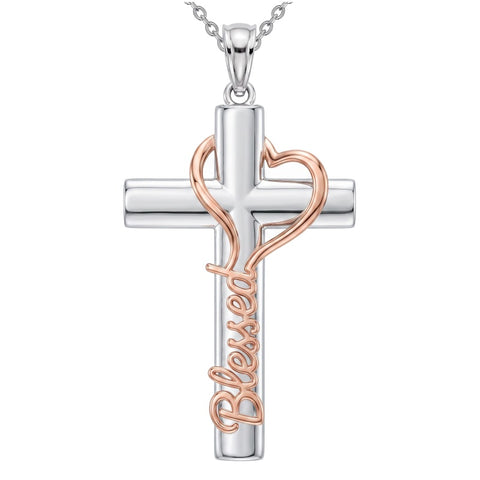 Sterling Silver Cross Pendant Necklace Christian Religious Jewelry Gifts for Anniversary