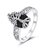 Sterling Silver Vintage Flower Rose Flower Tree Tree of Life Ring for Women