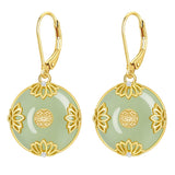 14K Gold Plated Natural Jade  Earrings for Women Good Fortune Jewelry Birthday Mother's Day Gifts