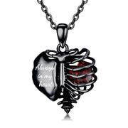 Black Heart Necklace 925  Silver Skeleton Necklace Always in My Heart  Jewelry Christmas Birthday Gifts for Women