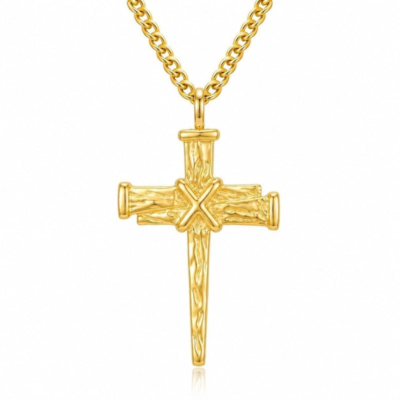 Cross Pendant Necklace for Men 14K Gold Plated Minimalist Christian Jewelry Religious Gift