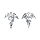 925 Sterling Silver Medical Symbol Studs Earrings Graduation Jewelry Gifts for  Nurse Doctor RN Student