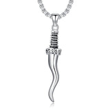 Sterling Silver Italian Horn Protection Pendant Necklace