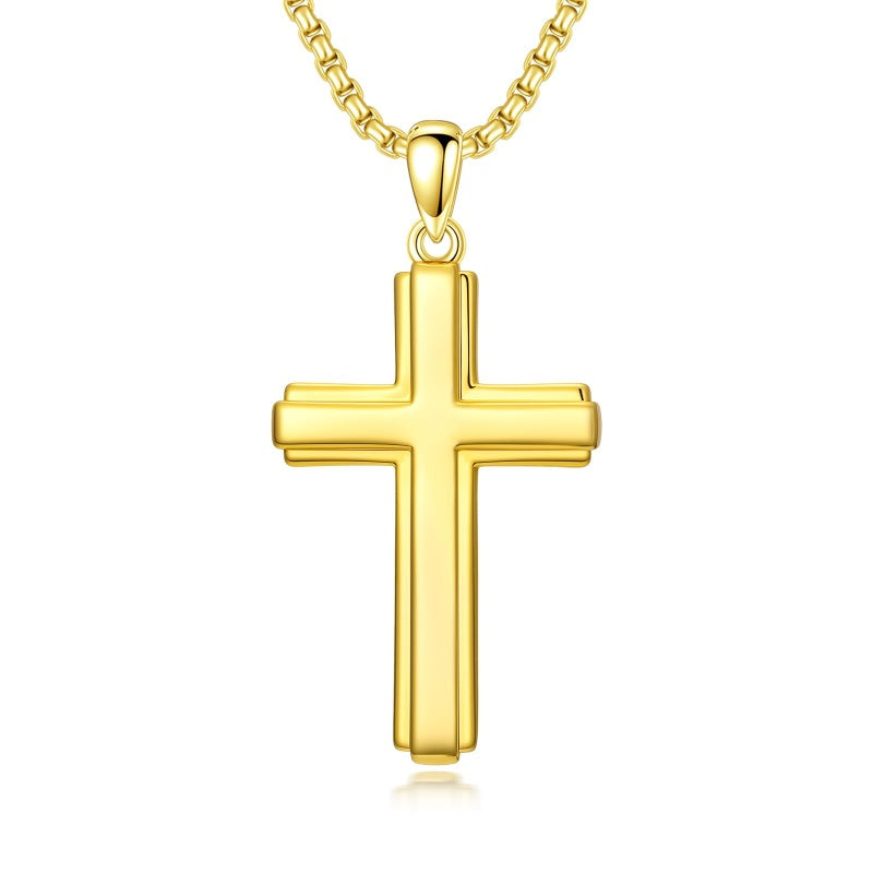 Cross Pendant Necklace  14K Gold Plated Christian Faith Jewelry