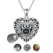 Sterling Silver Personalized Photo Filigree Dog Paw Pendant Necklace