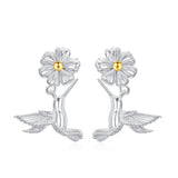 925 Sterling Silver Hypoallergenic Hummingbird  Stud Earrings