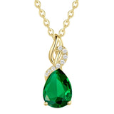 14K Gold Plated  Teardrop Birthstone Pendant Necklace Birthday Gifts for Women