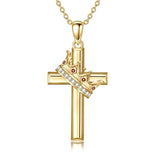 14K Gold Plated Birthstone Infinity  Cross Pendant NecklaceJewelry for Women