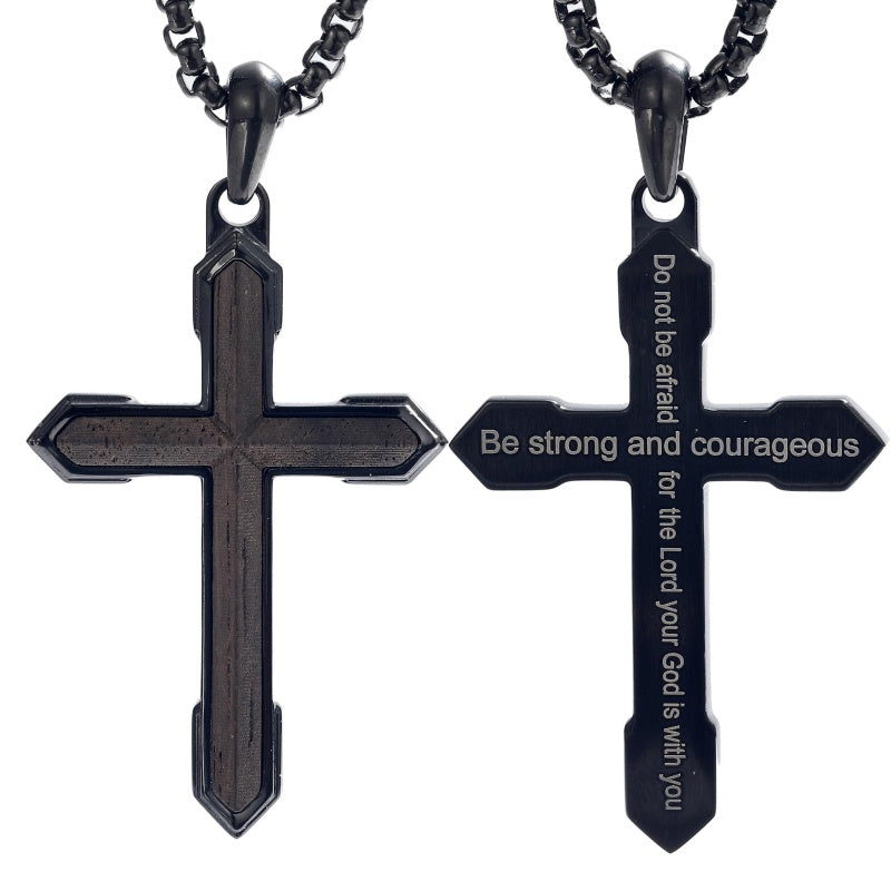 14K Gold Plated Wooden Cross Necklace  Christian Jewelry Gifts for Men