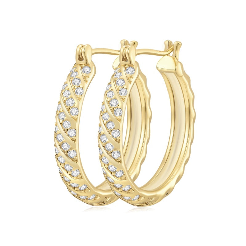 14K Gold Plated Cubic Zirconia Huggie Earring