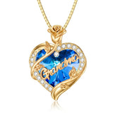 14K Gold Plated Heart Crystal Rose Mom  Sister Daughter Pendant Necklace for Woman