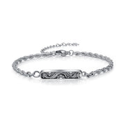 925 Silver Vintage Filigree Cremation Bracelet for Ashes Sunflower Bangle Bracelet Keepsake Jewelry for Women Men