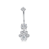 Sterling Silver Cubic Zircon Angel Wings Mermaid Tail Palm Tree Pet Paw Print Belly Button Ring