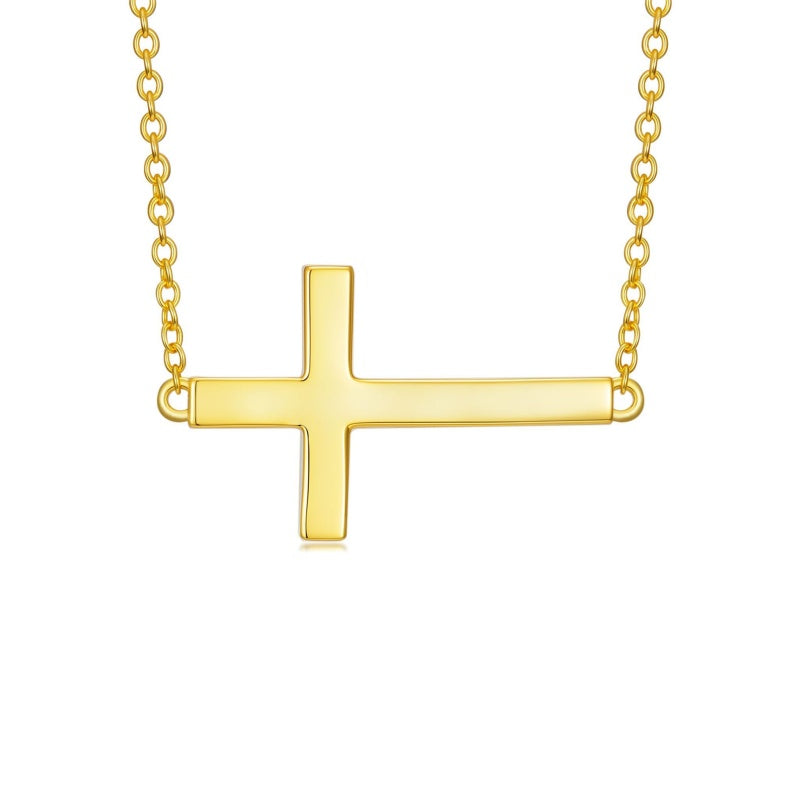 14K Gold Plated Cross Pendant Necklace for Women