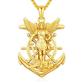 Christian Religious Medal Amulet 14K Gold Plated Pendant  Necklace
