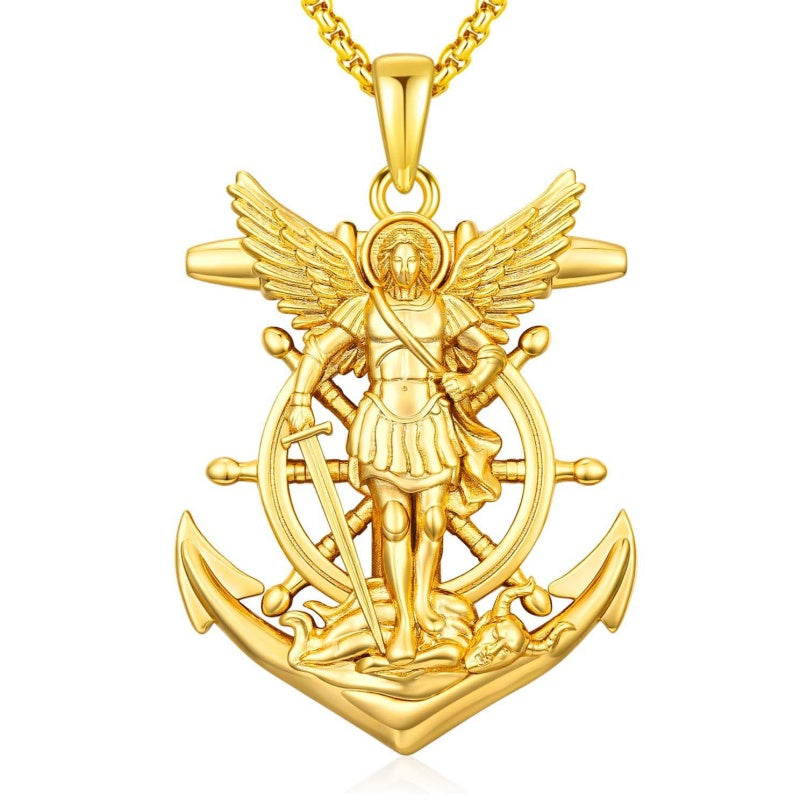 Christian Religious Medal Amulet 14K Gold Plated Pendant  Necklace