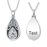 925 Sterling Silver Personalized Engraved Teardrop Birthstone Celtic Knot Urn Necklace for Ashes