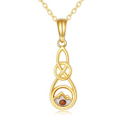 14K Gold Celtic Knot Mustard Seed Pendant Necklace