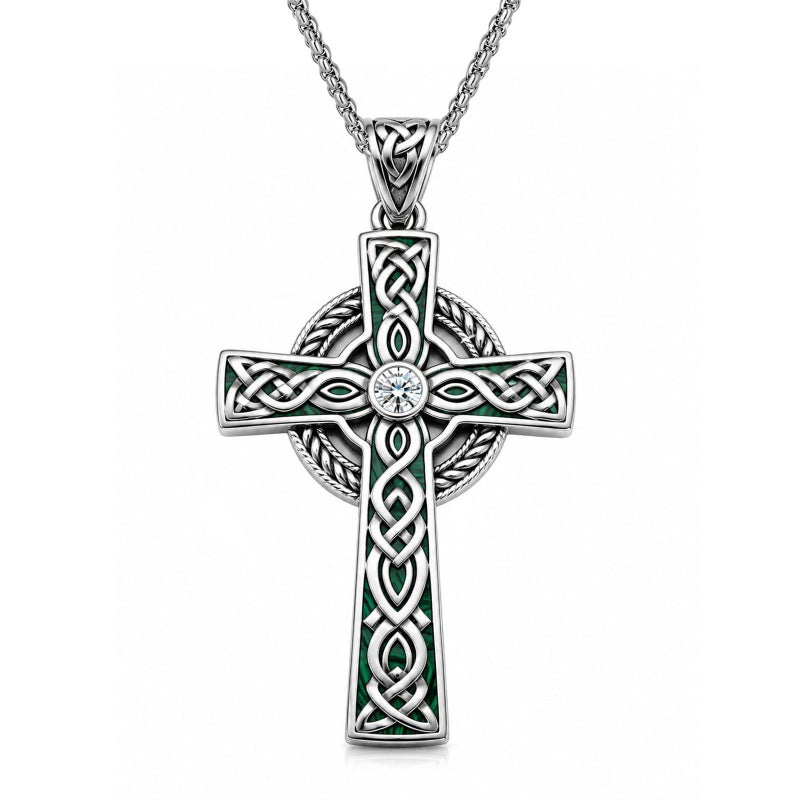 14K Gold Plated Celtic Vikin Cross Pendant Necklace Irish Jewelry Religious Protective Gift