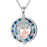 Sterling Silver Blue Crystal Tree of Life Father Daughter Mother Daughter Sister Pendant Necklace