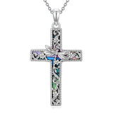 Sterling Silver Abalone Shell Dragonfly Plumeria Rose Sunflower Pendant Necklace