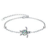 Sterling Silver Turtle Adjustable Beach Multi-layered  Anklet