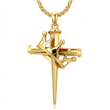 14K Gold Plated Cross Pendant Necklace for Men Religious Jewelry Christian Gift