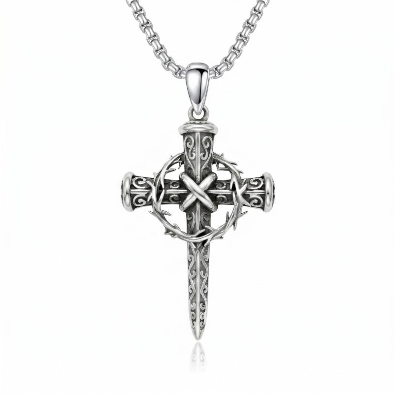 Sterling Silver Cross Pendant Necklace Christian Religious Jewelry Gifts for Anniversary