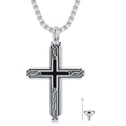 Cross Urn Necklaces for Ashes 925 Sterling Silver Obsidian Celtic Knot Necklace Memorial Keepsake Cremation Jewelry for Men Women