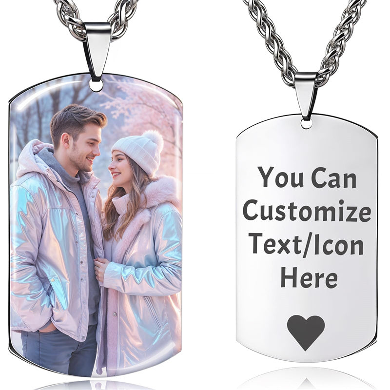 Stainless Steel  Personalized Photo Pendant Necklace for Men