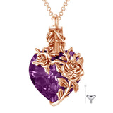 Sterling Silver Heart Crystal Rose Urn Necklaces for Ashes for Women