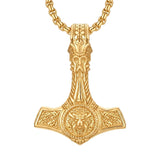 14K Gold Plated Celtic Knot Viking Thor Hammer Pendant Necklace