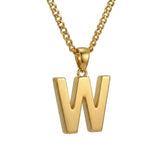 Initial Pendant Necklace 14K Gold Plated with Cuban Chain