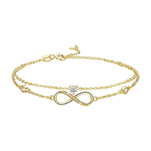 14K Gold Plated Birthstone Infinity Double-Layer Braceletfor Women