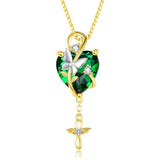 14K Gold Plated  Heart Birthstone Butterfly Infinity Angel WingPendant Necklace for Women