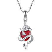 Birthstone Necklace Sterling Silver Snake and Sword Pendant Jewelry Gifts for Women