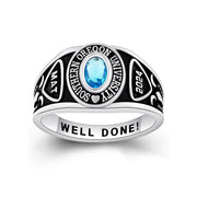 Sterling Silver Personalized Birthstone Engraved Class Rings for Women Graduation Gift
