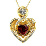 14K Gold Plated  Heart Birthstone Butterfly Necklace Engraved with  I Love You
