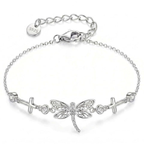 Sterling Silver Dragonfly Butterfly Cardinal Hummingbird Jesus Fish Lotus Daisy Sunflower Rose Faith Cross Bracelet