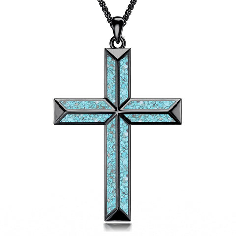 Sterling Silver Cross Religious Necklace for Men