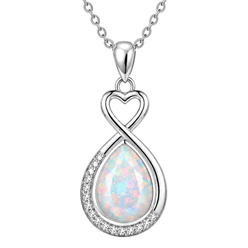 Sterling Silver Teardrop Gemstone Rose Butterfly Infinity Heart Necklace for Women