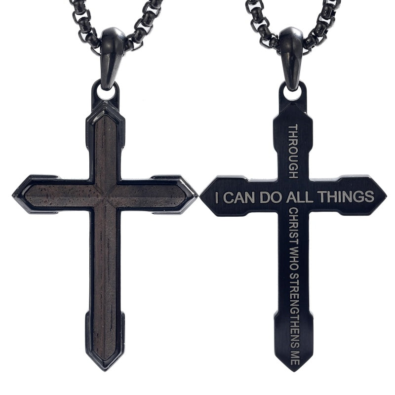 14K Gold Plated Wooden Cross Necklace  Christian Jewelry Gifts for Men
