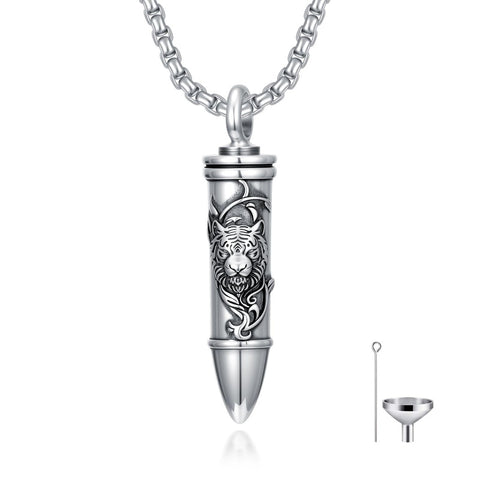 Sterling Silver Animal Angel Wings Pet Jesus Bullet Urn Necklaces for Ashes for Men