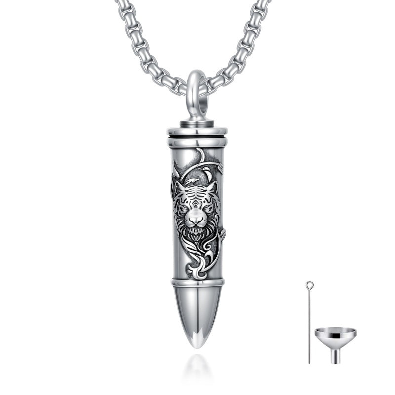 Sterling Silver Animal Angel Wings Pet Jesus Bullet Urn Necklaces for Ashes for Men