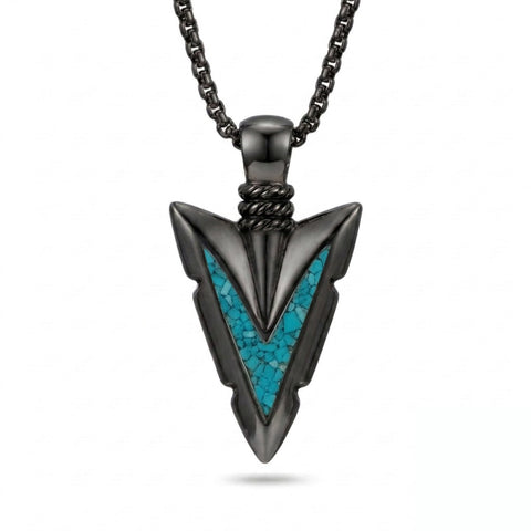 Malachite Turquoise Arrow Pendant Necklace for Men