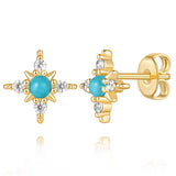 14K Gold Plated  Four-Pointed Star Stud Earrings for Women