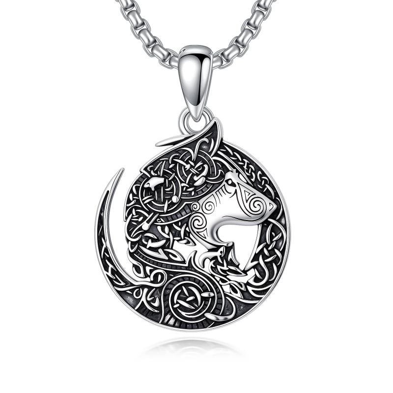Sterling Silver Peace Sign Coexist Peace Symbol Pirate Tree of Life Thor's Hammer Wolf Raven Viking Series Necklace
