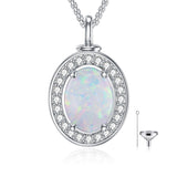 925  Silver Opal Urn Necklace for Ashes Cremation Jewelry Cremation Keepsake Memorial Pendant  Gifts for Women Men