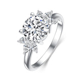 Sterling Silver Personalized Engraved Moissanite Engagement Wedding Anniversary Ring